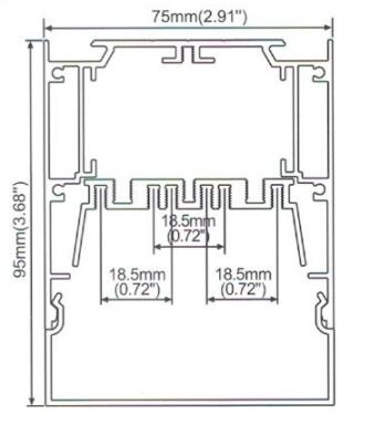 (image for) LED Aluminium Channel 1 Meter(39.4inch) 95 mm(H) x 75 mm(W) For 5050 5630 Multi Row LED Strip Light